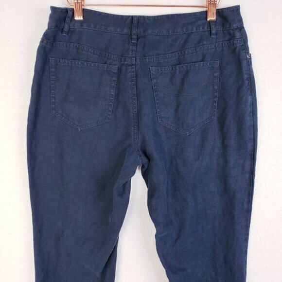 J. Jill 100% Linen Pants Blue Mid-Rise Casual size 6P Women's - Picture 7 of 10